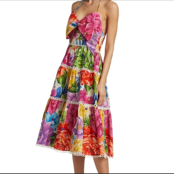New Farm Rio Rainbow Chita Flower midi dress sz XL This dress is a show stopper! - Picture 4 of 15